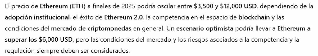 Predicción de precio de ETH por ChatGPT