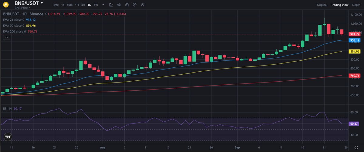Gráfico BNB/USDT. Fuente: Binance